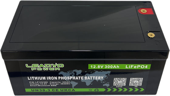 스마트 블루투스 12.8V LiFePO4 배터리 12V 300Ah 재충전 배터리 IP66 ABS 케이스