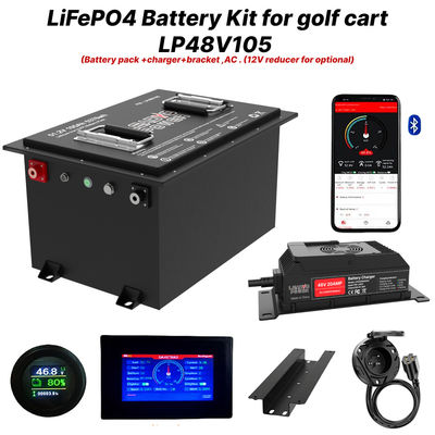 48V 105Ah 51.2V LiFePO4 골프 카트 배터리 키트, 250A BMS, 4000+ 사이클 리?? 배터리, 최대 12.8kW 전력
