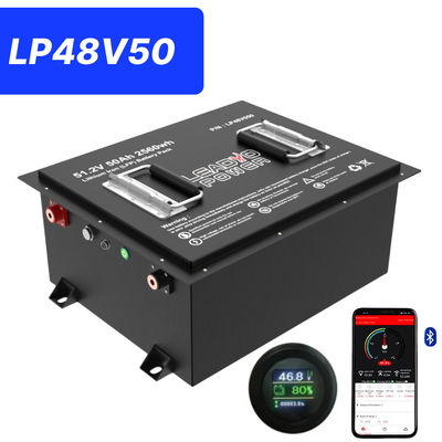 48V 50Ah 51.2V2 150Amp LiFePO4 골프 카트 배터리 LCD 디스플레이와 블루투스