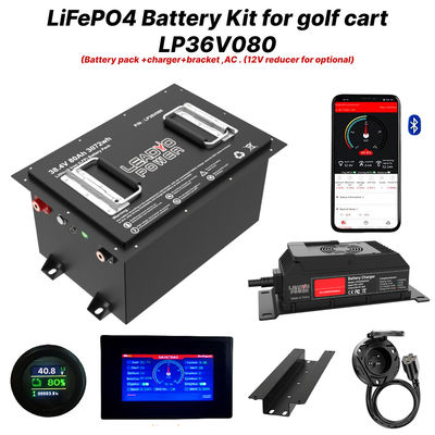 36V 80Ah 150Amp (36.8V) 블루투스 LiFePO4 리?? 골프 카트 배터리 커버션 키트